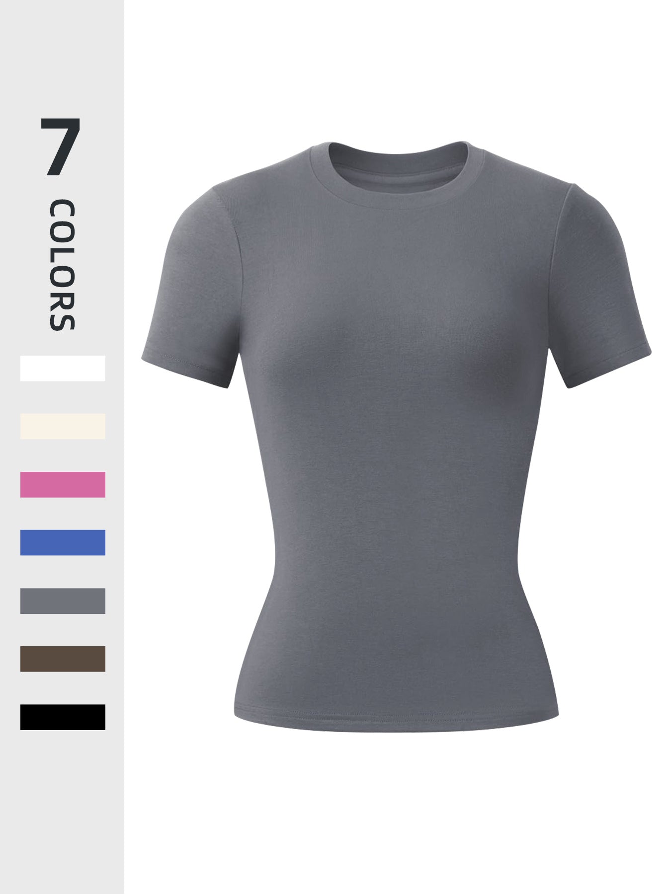 Seamless Women's Solid Color Round Neck Exercise T-shirt Spring And Autumn Leisure Short Sleeve Round Neck Tee Outdoor Running Sports Clothing All-Matching Casual Wear