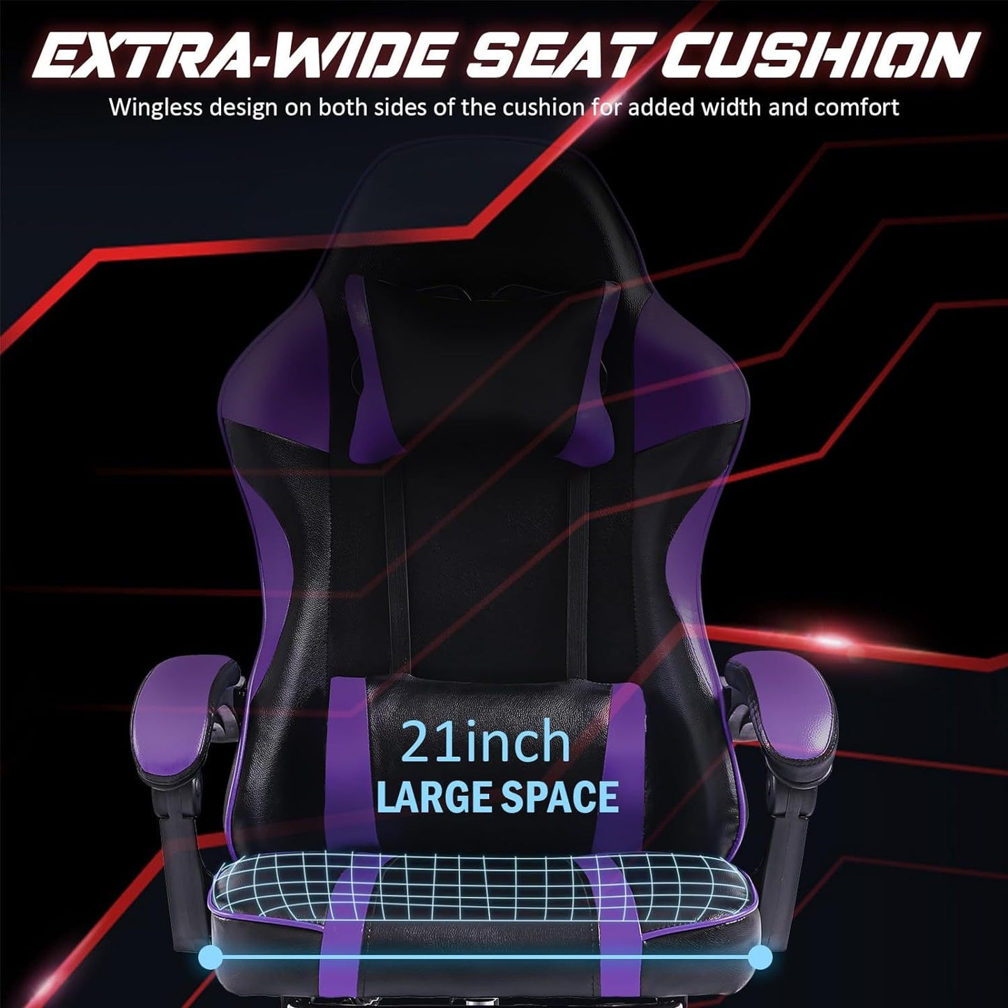 Ergonomic Gaming Chair For Adults, Adjustable Lumbar Backrest Office Chair