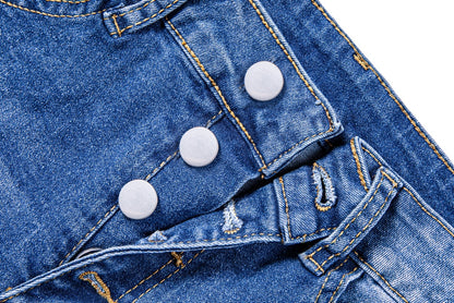 Womens Mid-High Rise Ripped Jean Shorts Distressed Stretchy Denim Shorts