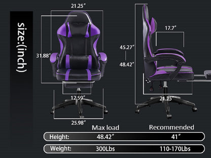 Ergonomic Gaming Chair For Adults, Adjustable Lumbar Backrest Office Chair