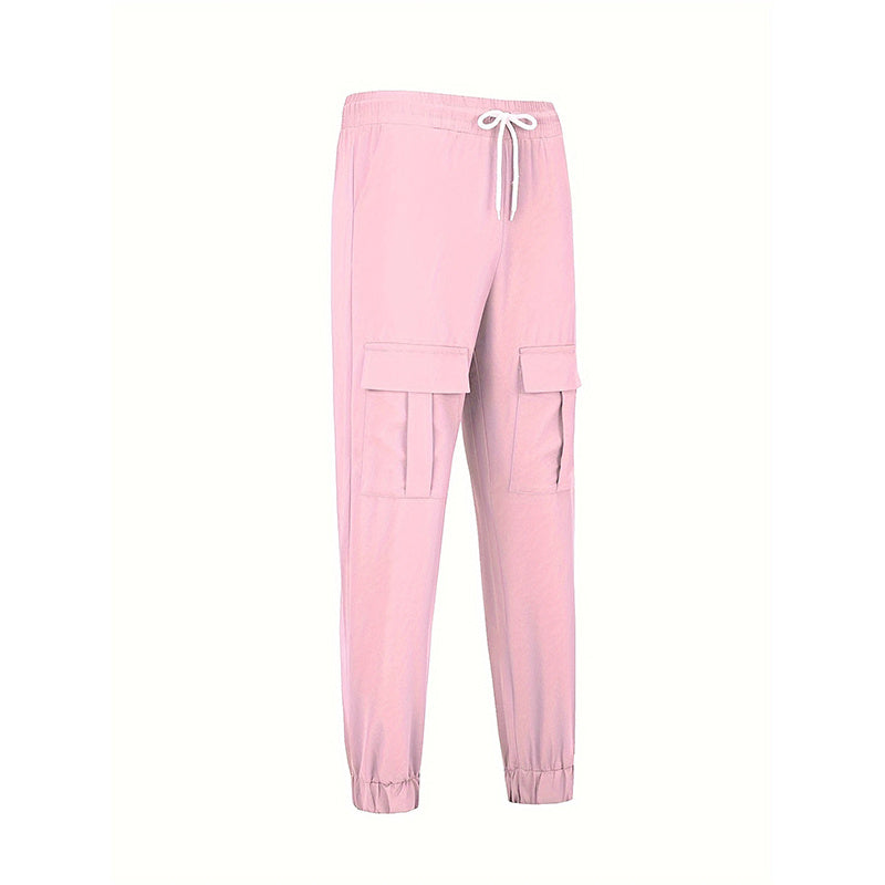 Women's Cargo Jogger Pants Matching With Flap Pockets & Drawstring Waistband